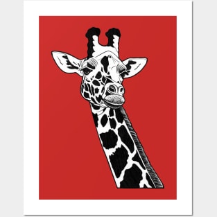 Giraffe - ink illustration Posters and Art